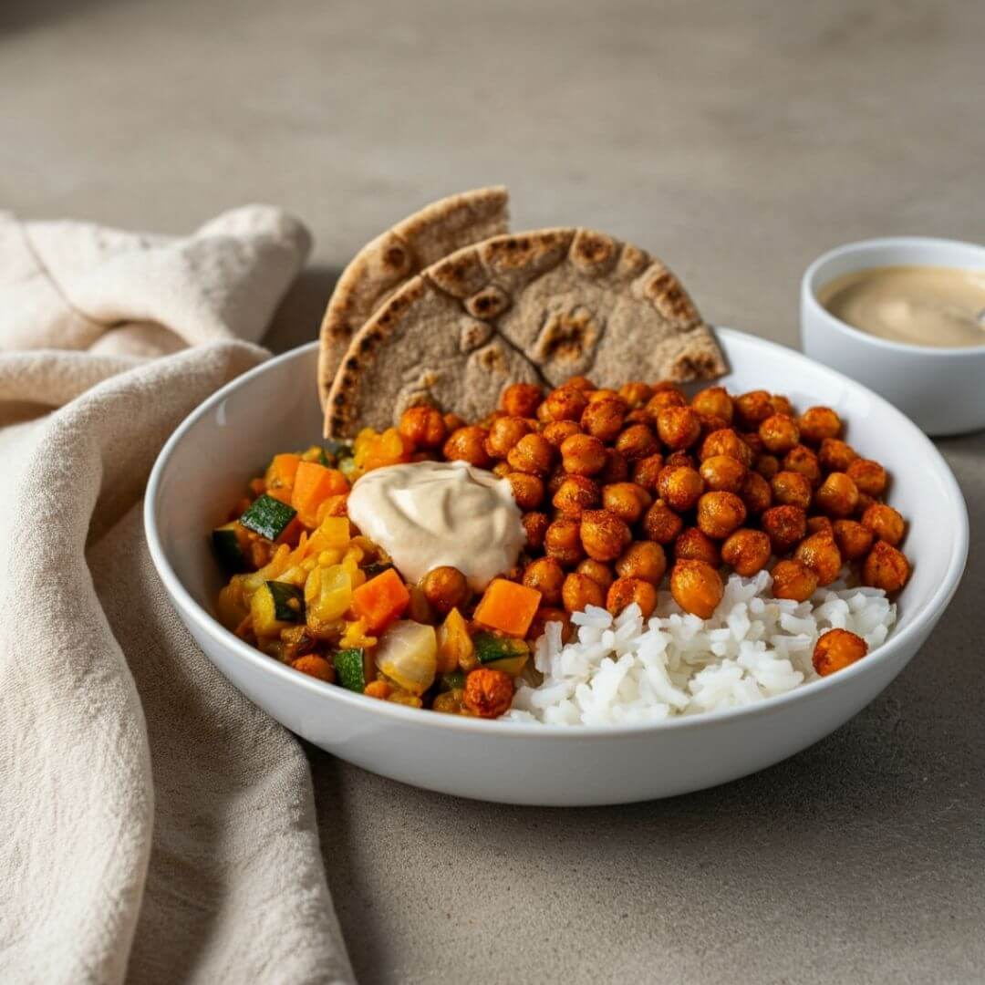 Sriracha Roasted Chickpeas Bowl - PLABCurlove