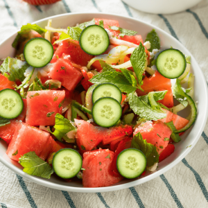 Cucumber and Watermelon Salad. 