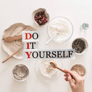 Bowls with natural hair mask ingredients, with the caption Do It Yourself.