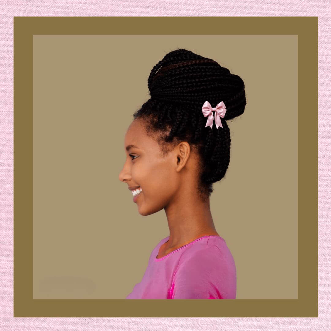 Girl with braided bun hairstyle