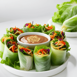 Thai Lettuce Wraps with Peanut Sauce. 