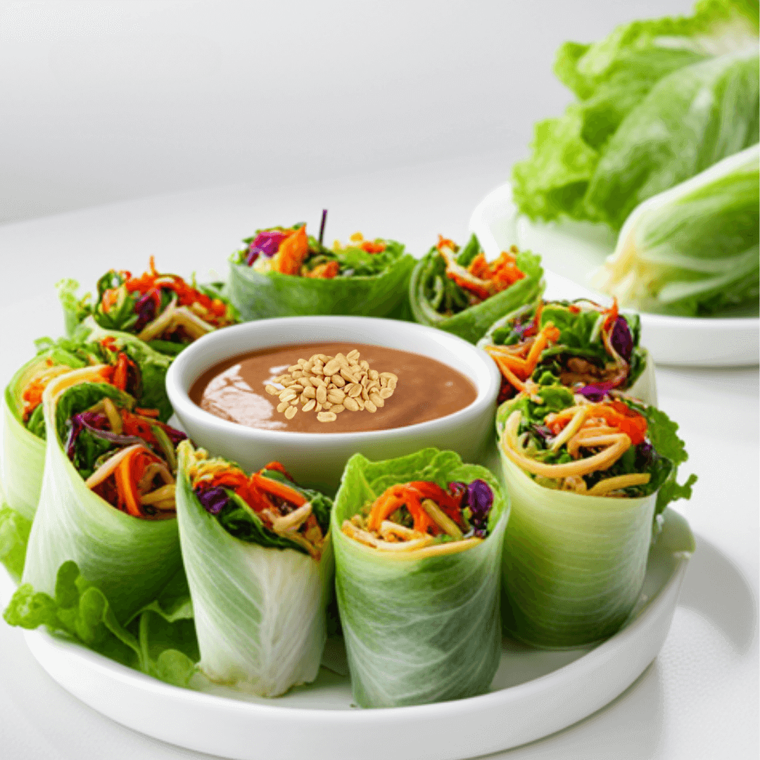 Thai Lettuce Wraps with Peanut Sauce.