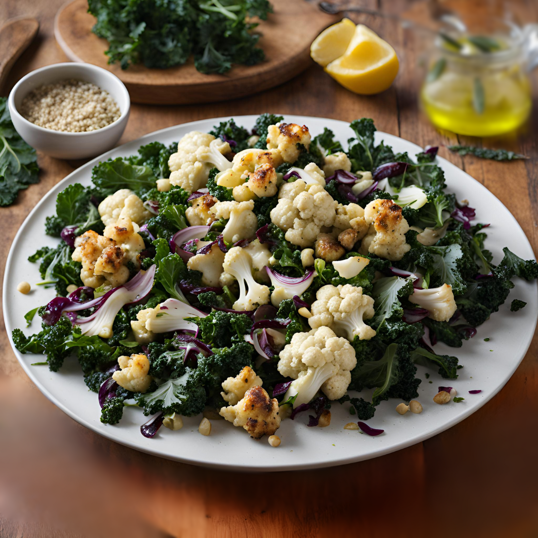 Roasted cauliflower and kale salad