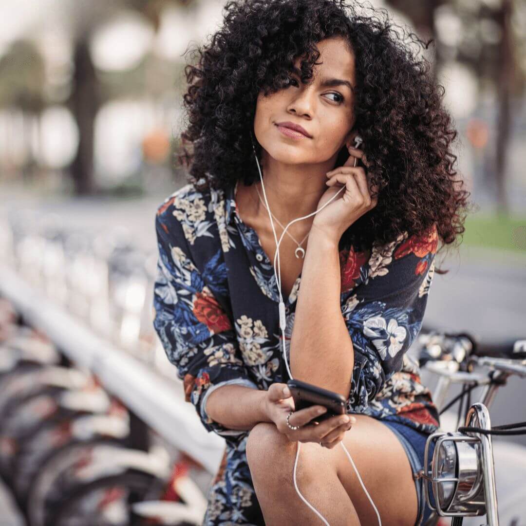 Young woman with curly hair