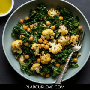 https://plabcurlove.com/recipes/roasted-cauliflower-and-kale-salad-with-lemon-garlic-dressing/