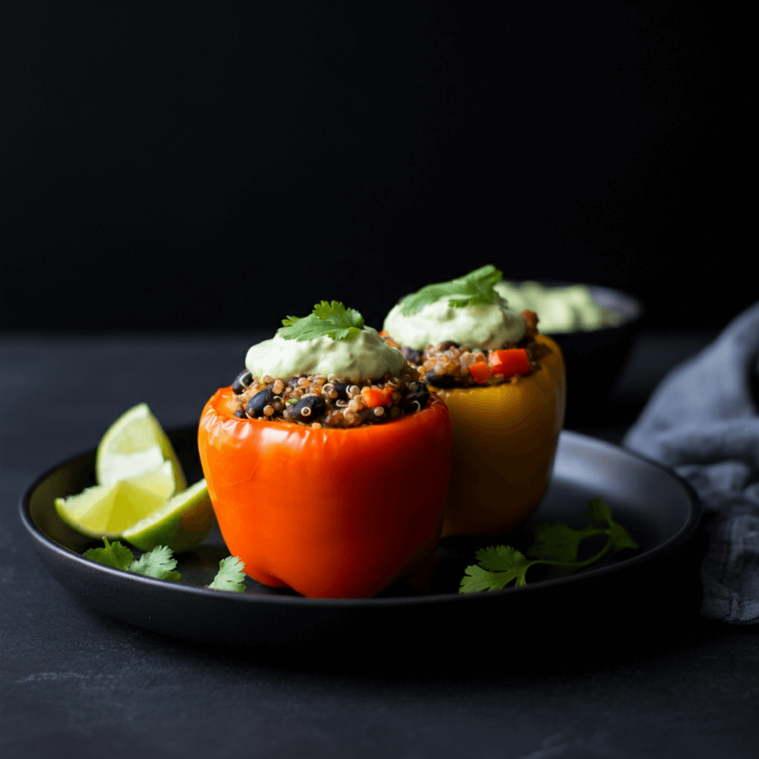 https://plabcurlove.com/recipes/quinoa-black-bean-stuffed-peppers-avocado-cream-sauce/