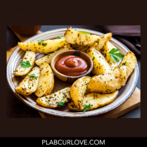 Baked Potato Wedges with spicy catsup - plabcurlove.com/recipes