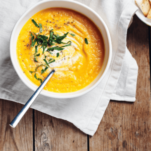 Creamy Carrot Ginger Soup with Coconut Milk and Turmeric - plabcurlove.com/recipes