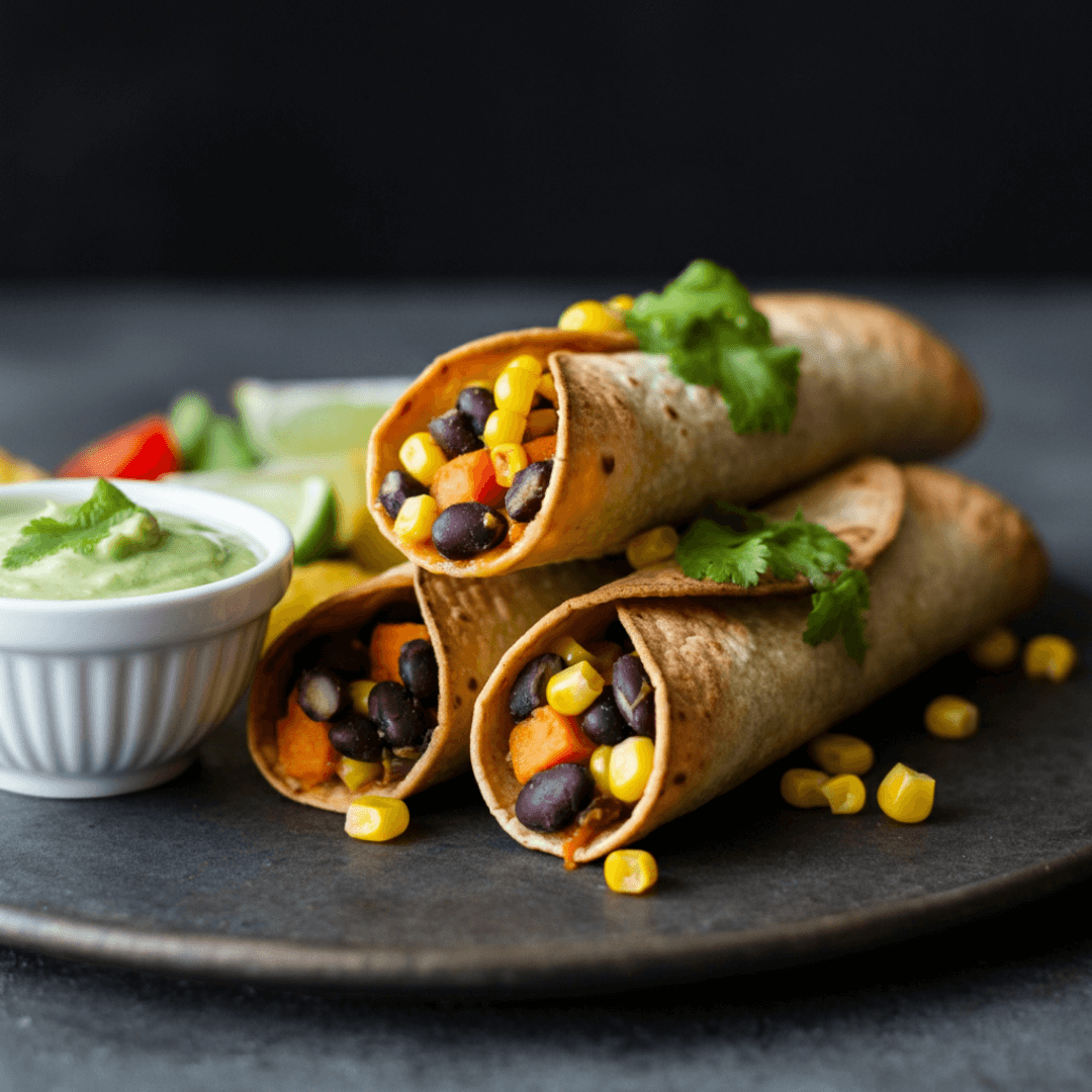 https://plabcurlove.com/recipes/sweet-potato-and-black-bean-taquitos-with-avocado-sauce/